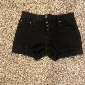Free people mid rise, black Jean shorts